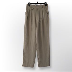 Zara High Waist Menswear Style Olive Green Wide Leg Pants S NWOT